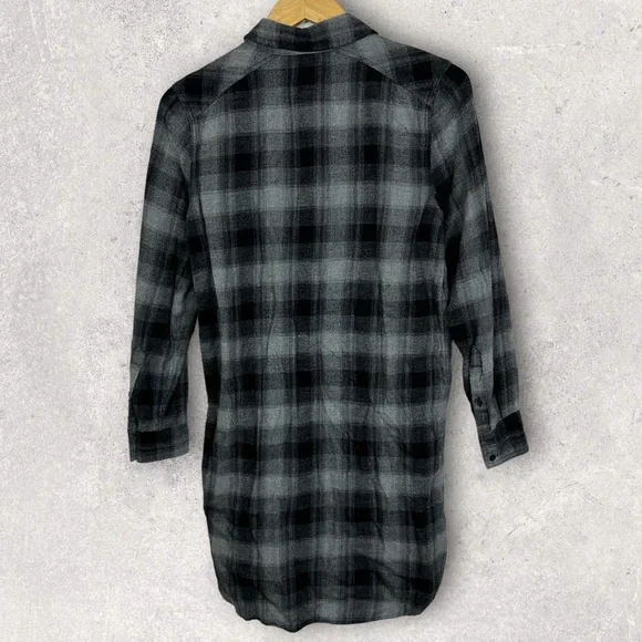 Aritzia Wilfred Free Black Grey Long‎ Sleeve Cotton Shirtdress Size XXS Dress - Picture 9 of 9